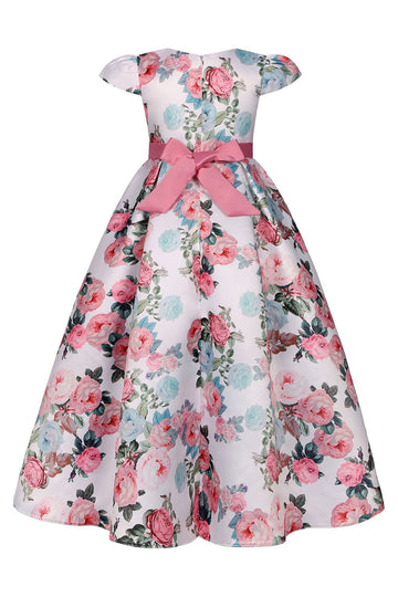 Rosa Estampado Floral Vestido de Meninas